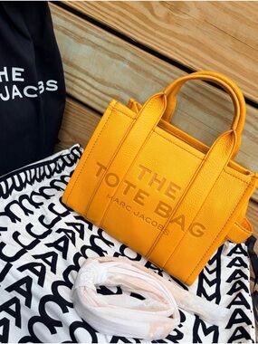 Marc Jacobs Yellow Pebbled Leather Tote Bag